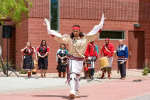 Ysleta del Sur Pueblo Dancers Visit the Two Waters Complex for a Daytime Performance