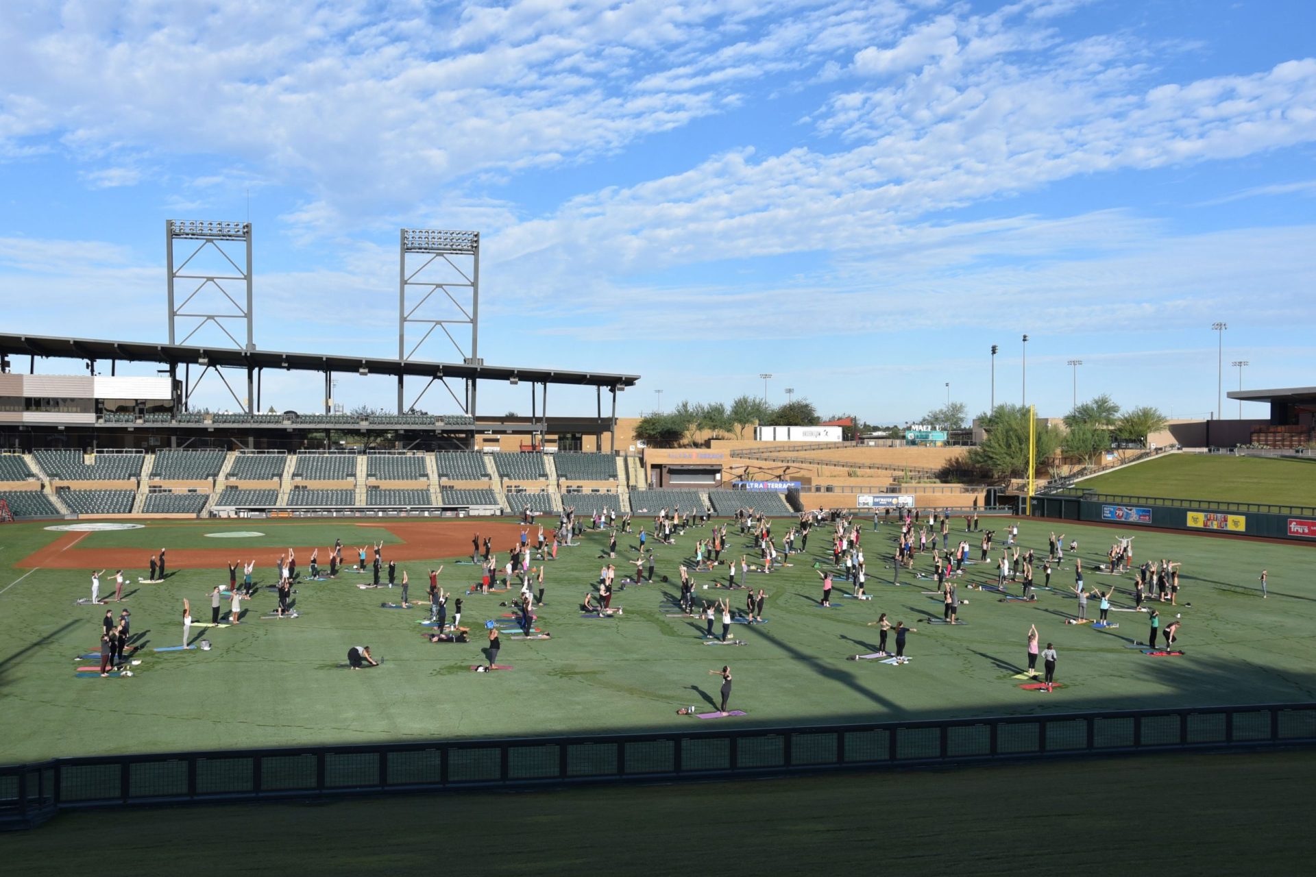Yoga in the Outfield at Salt River Fields