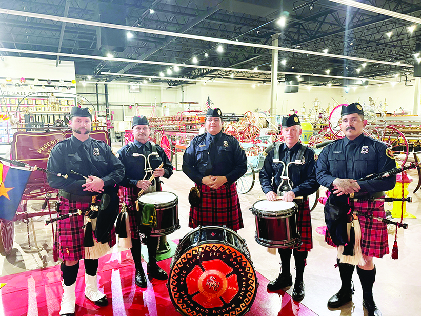 Salt River Pipes and Drums Members Perform with Arizona Fire Service Pipe Band